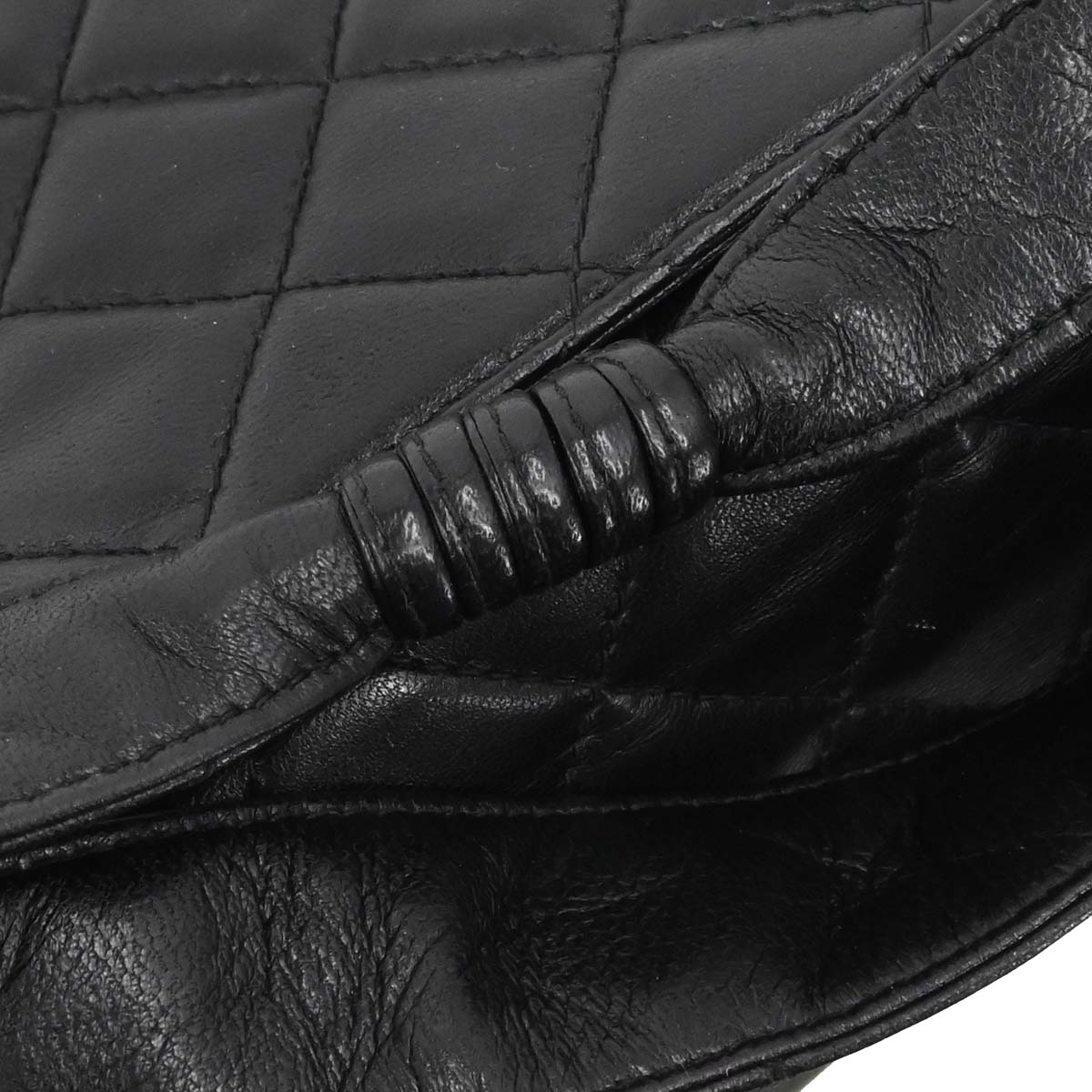 Chanel 1996-1997 Black Lambskin Straight Flap Shoulder Bag