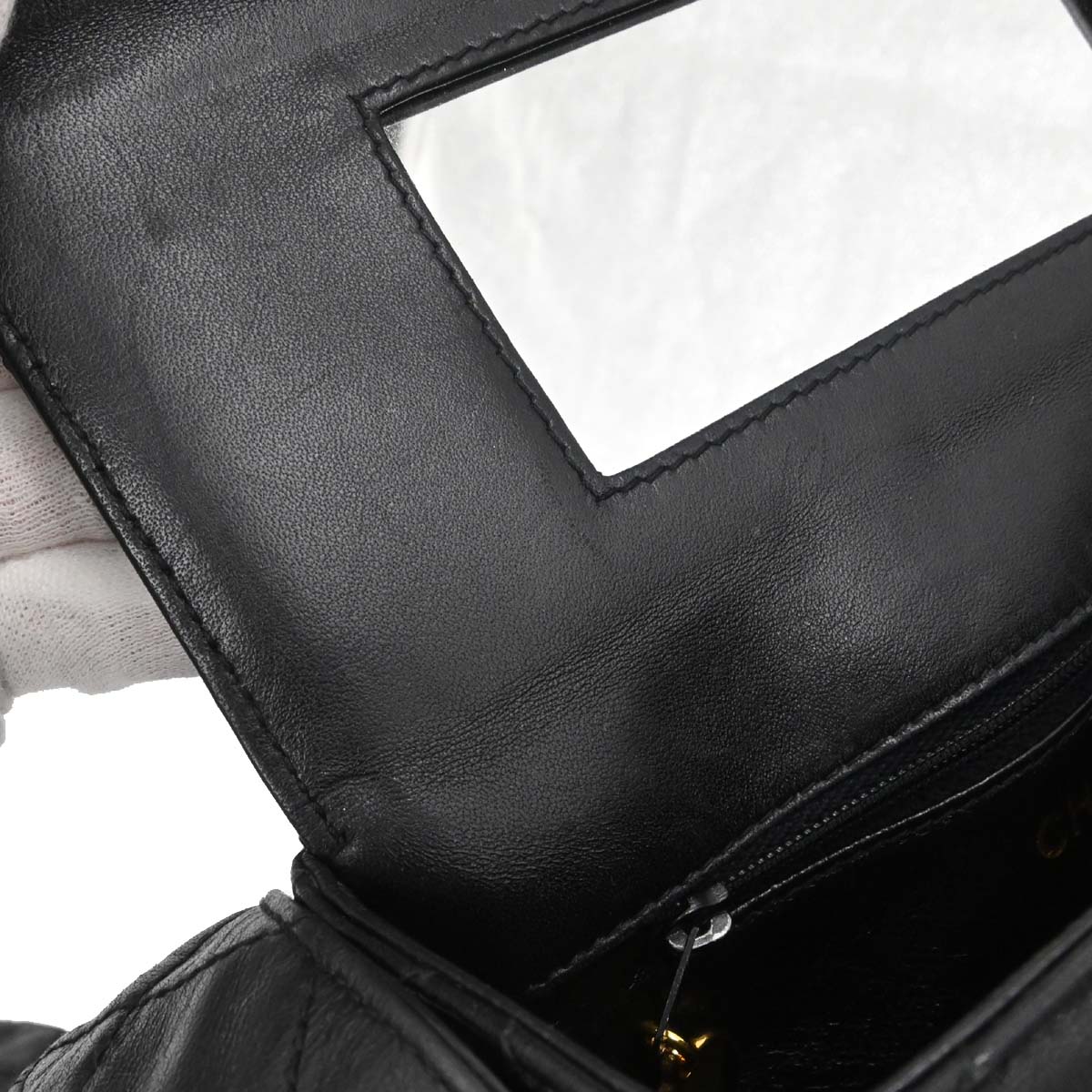 Chanel 1996-1997 Black Lambskin Straight Flap Shoulder Bag