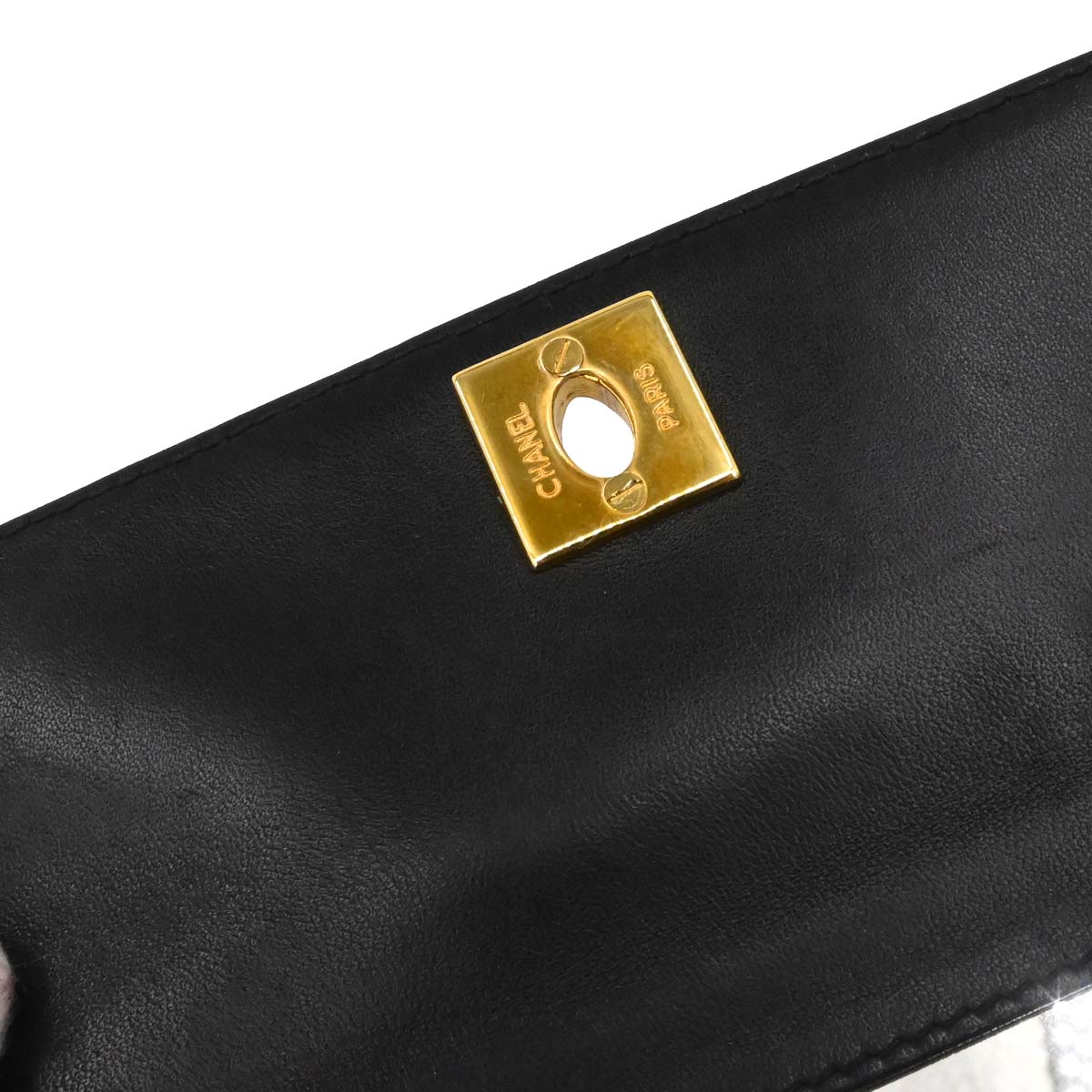 Chanel 1996-1997 Black Lambskin Straight Flap Shoulder Bag