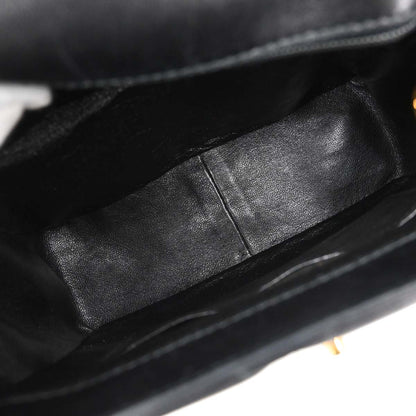Chanel 1996-1997 Black Lambskin Straight Flap Shoulder Bag