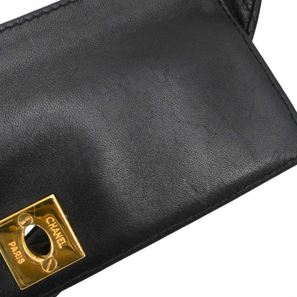 Chanel 1996-1997 Black Lambskin Straight Flap Shoulder Bag