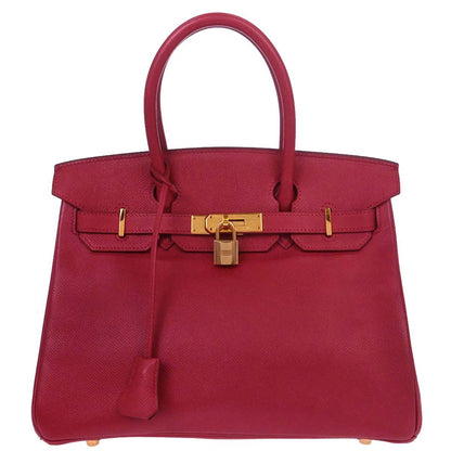 Hermes Rouge Vif Courchevel Birkin 30 Handbag