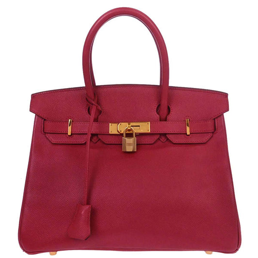 Hermes Rouge Vif Courchevel Birkin 30 Handbag