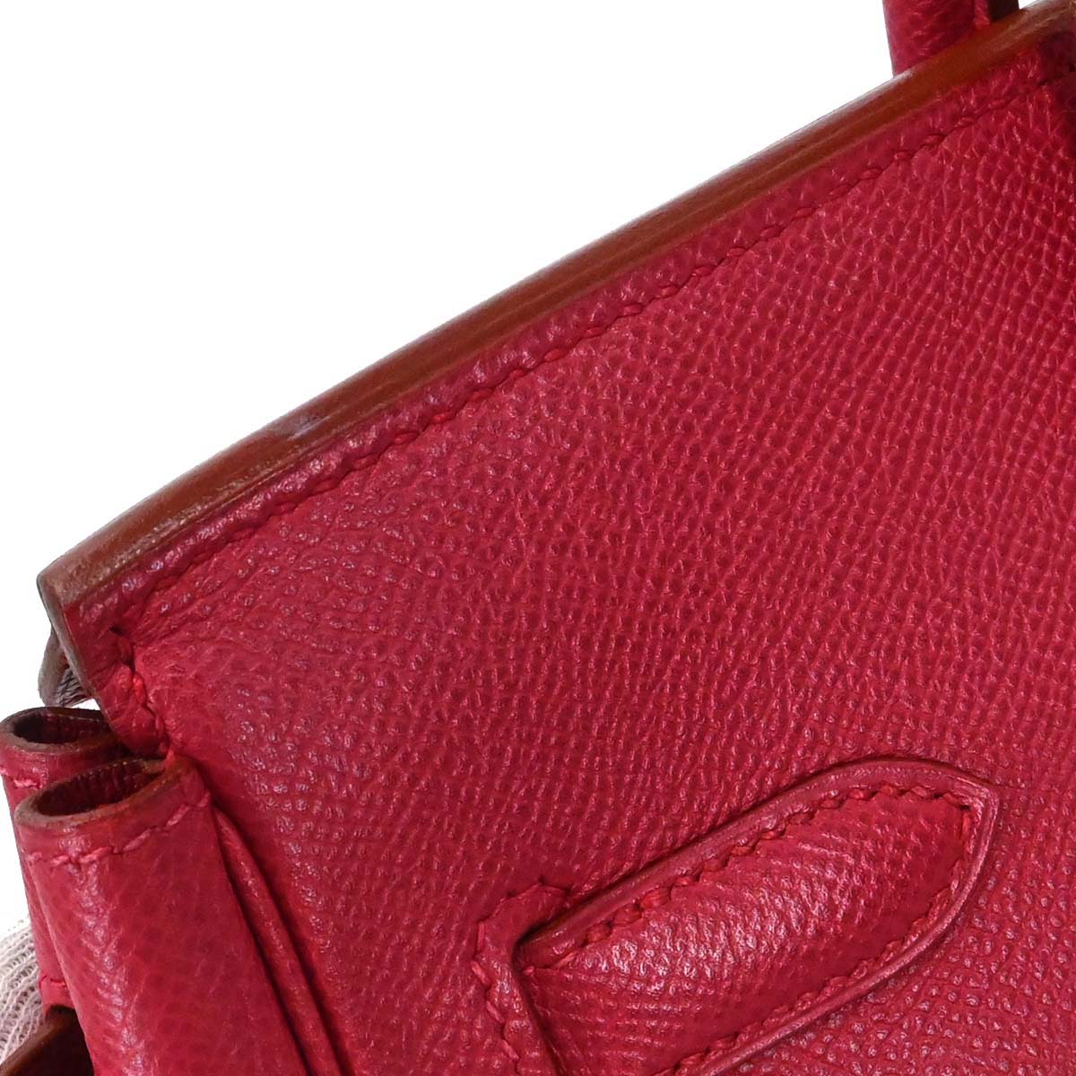 Hermes Rouge Vif Courchevel Birkin 30 Handbag