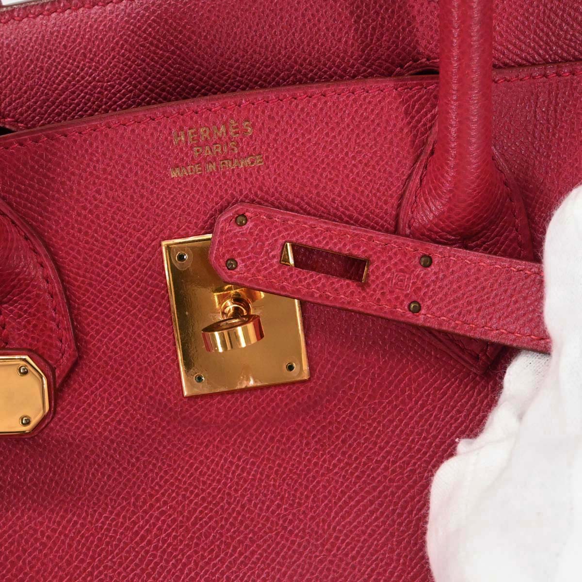 Hermes Rouge Vif Courchevel Birkin 30 Handbag