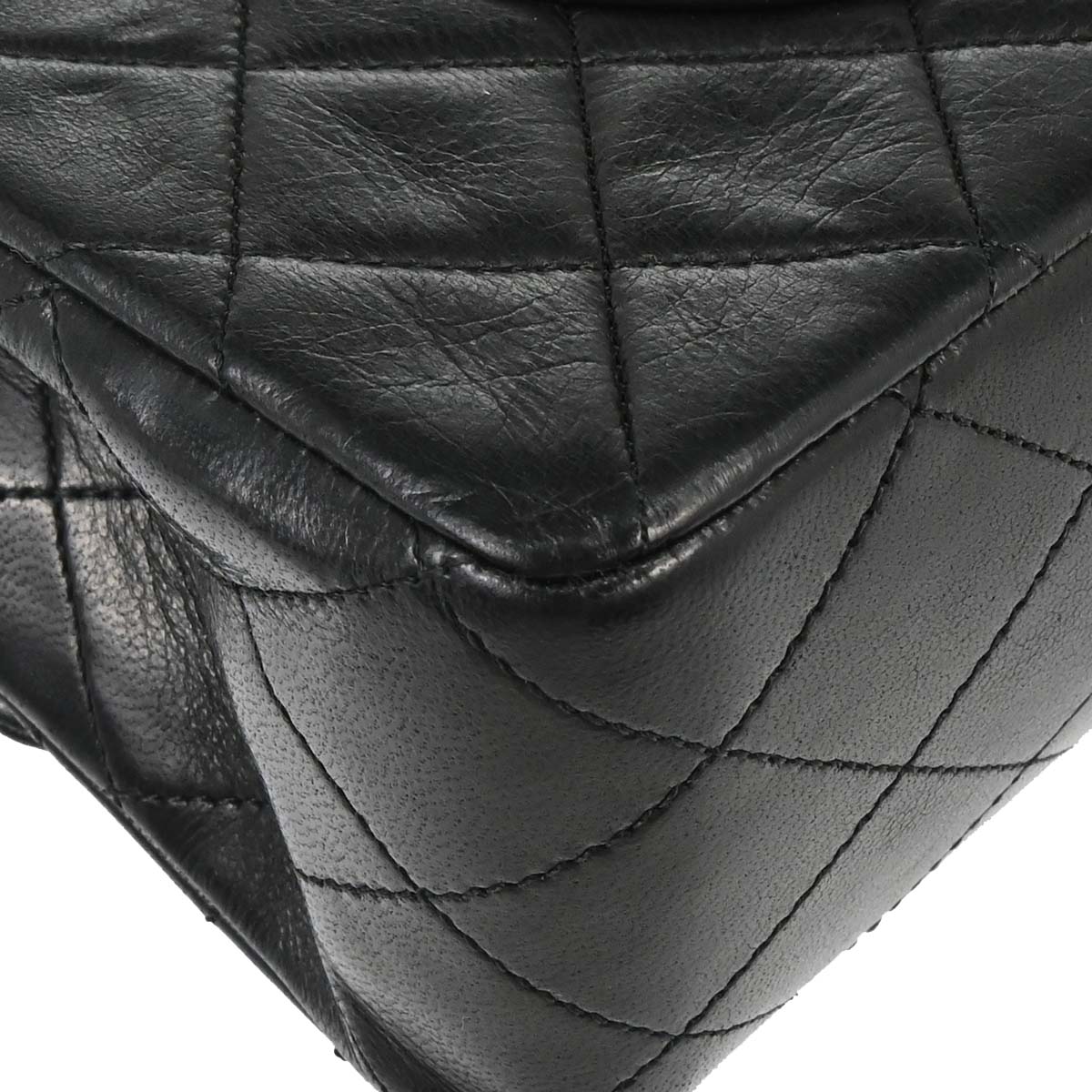 Chanel 1989-1991 Black Lambskin Medium Classic Double Flap Shoulder Bag