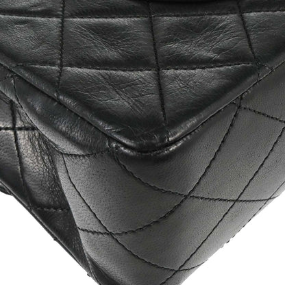 Chanel 1989-1991 Black Lambskin Medium Classic Double Flap Shoulder Bag