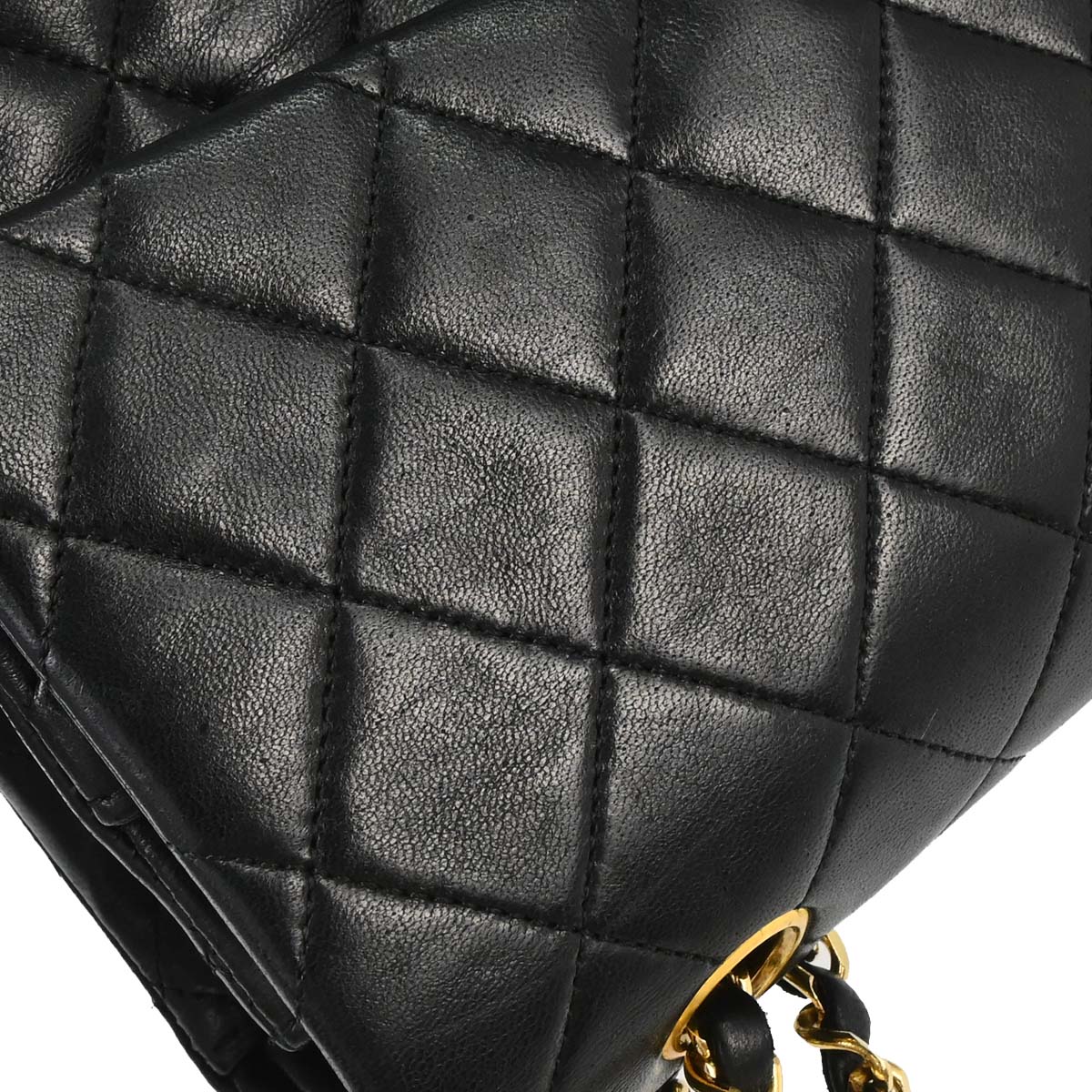 Chanel 1989-1991 Black Lambskin Medium Classic Double Flap Shoulder Bag