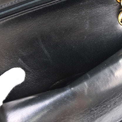 Chanel 1989-1991 Black Lambskin Medium Classic Double Flap Shoulder Bag