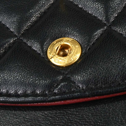 Chanel 1989-1991 Black Lambskin Medium Classic Double Flap Shoulder Bag