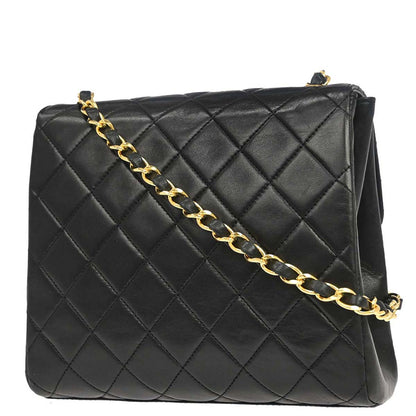 Chanel 1989-1991 Black Lambskin Single Flap Shoulder Bag