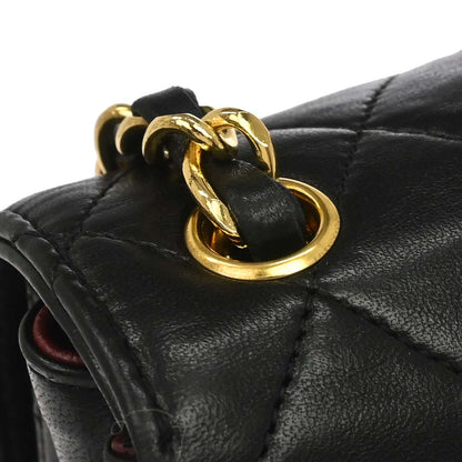 Chanel 1989-1991 Black Lambskin Single Flap Shoulder Bag