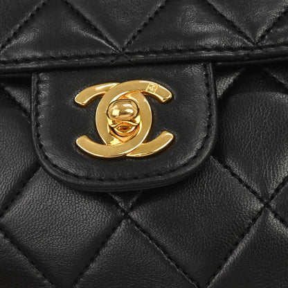 Chanel 1989-1991 Black Lambskin Single Flap Shoulder Bag