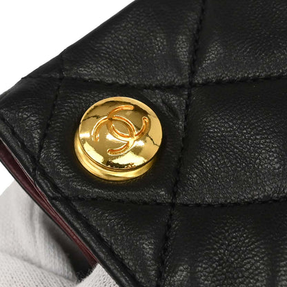 Chanel 1989-1991 Black Lambskin Single Flap Shoulder Bag