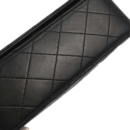 Chanel 1989-1991 Black Lambskin Turnlock Mini Full Flap Shoulder Bag