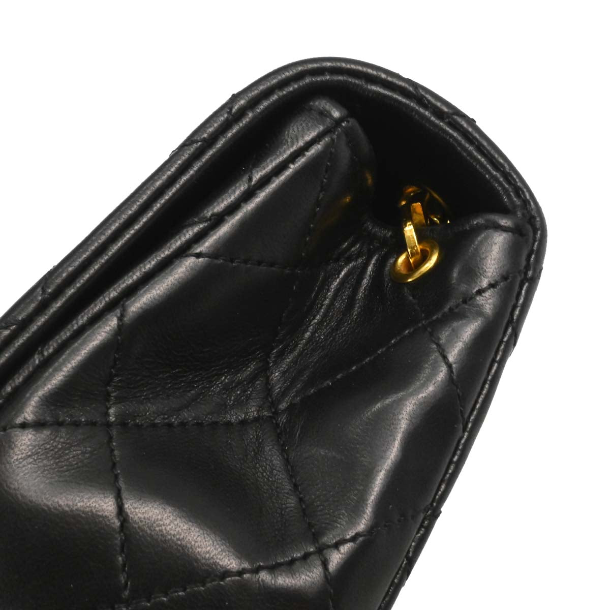 Chanel 1989-1991 Black Lambskin Turnlock Mini Full Flap Shoulder Bag