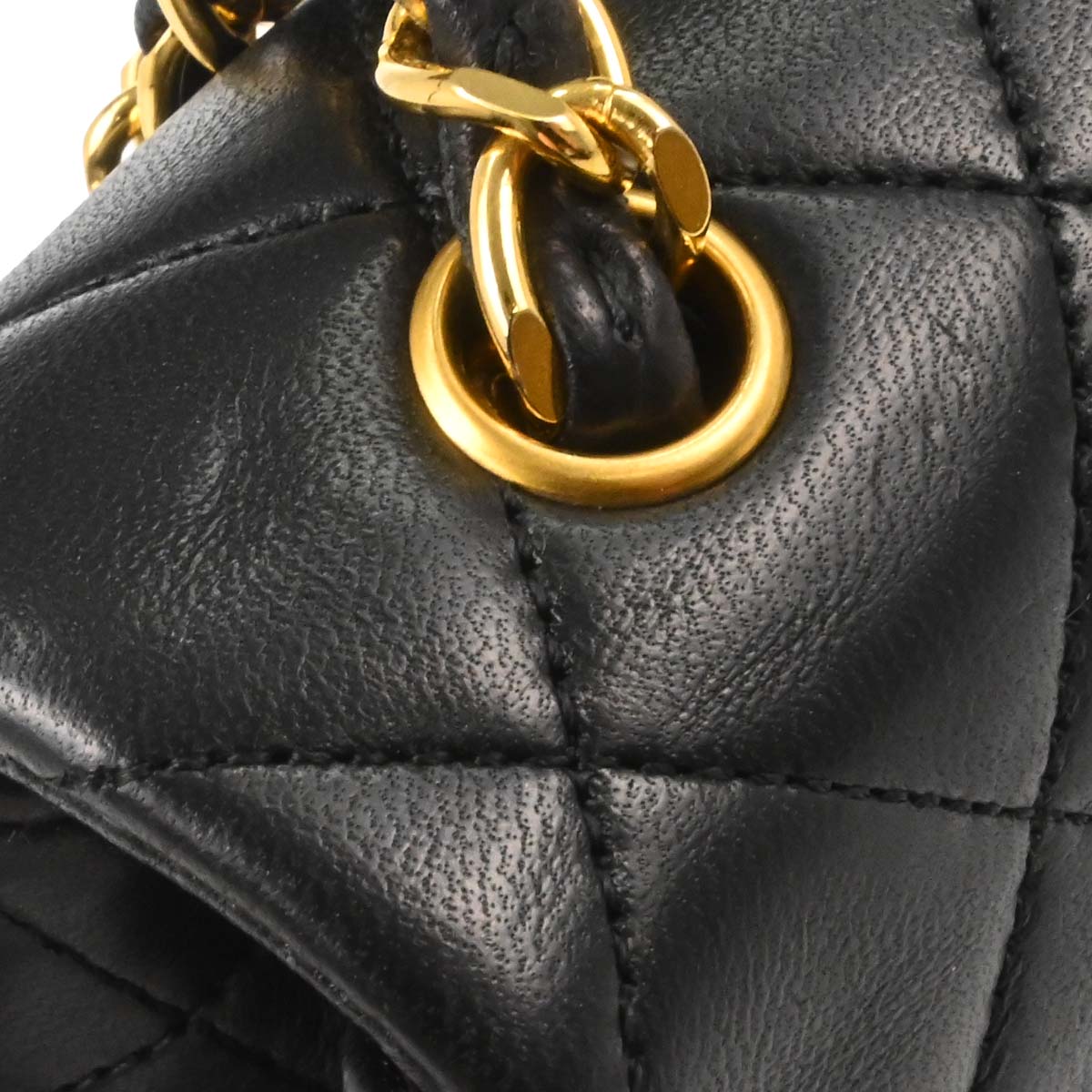 Chanel 1989-1991 Black Lambskin Turnlock Mini Full Flap Shoulder Bag