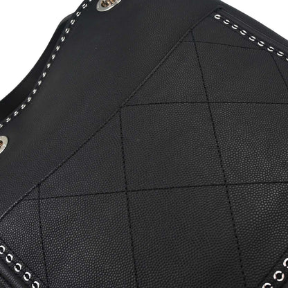 Chanel 2019 Black Caviar Coco Eyelets Large Shopping 2way Shoulder Tote Handbag