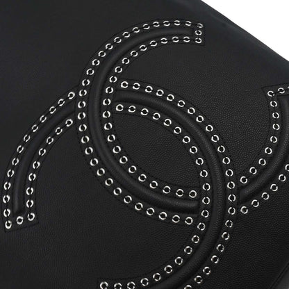 Chanel 2019 Black Caviar Coco Eyelets Large Shopping 2way Shoulder Tote Handbag