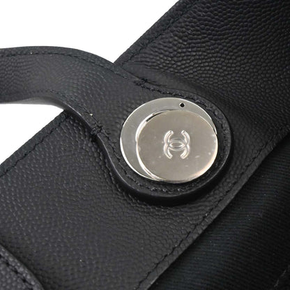 Chanel 2019 Black Caviar Coco Eyelets Large Shopping 2way Shoulder Tote Handbag