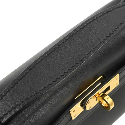 Hermes Black Swift Kelly Pochette Handbag