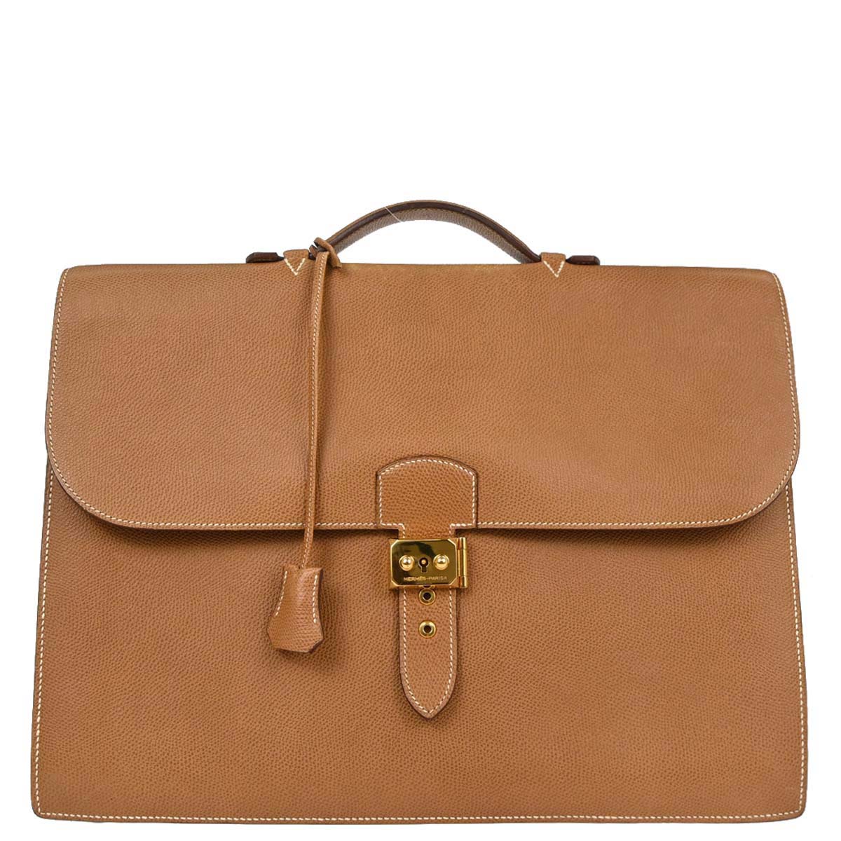 Hermes Gold Courchevel Sac a Depeches 41 Business Bag Handbag