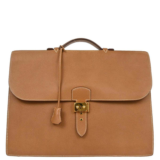 Hermes Gold Courchevel Sac a Depeches 41 Business Bag Handbag