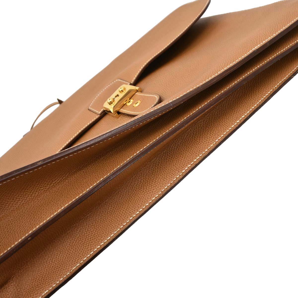 Hermes Gold Courchevel Sac a Depeches 41 Business Bag Handbag