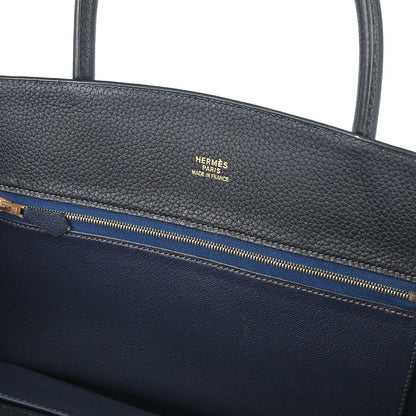 Hermes Dark Navy Fjord White Bus GM Tote Bag