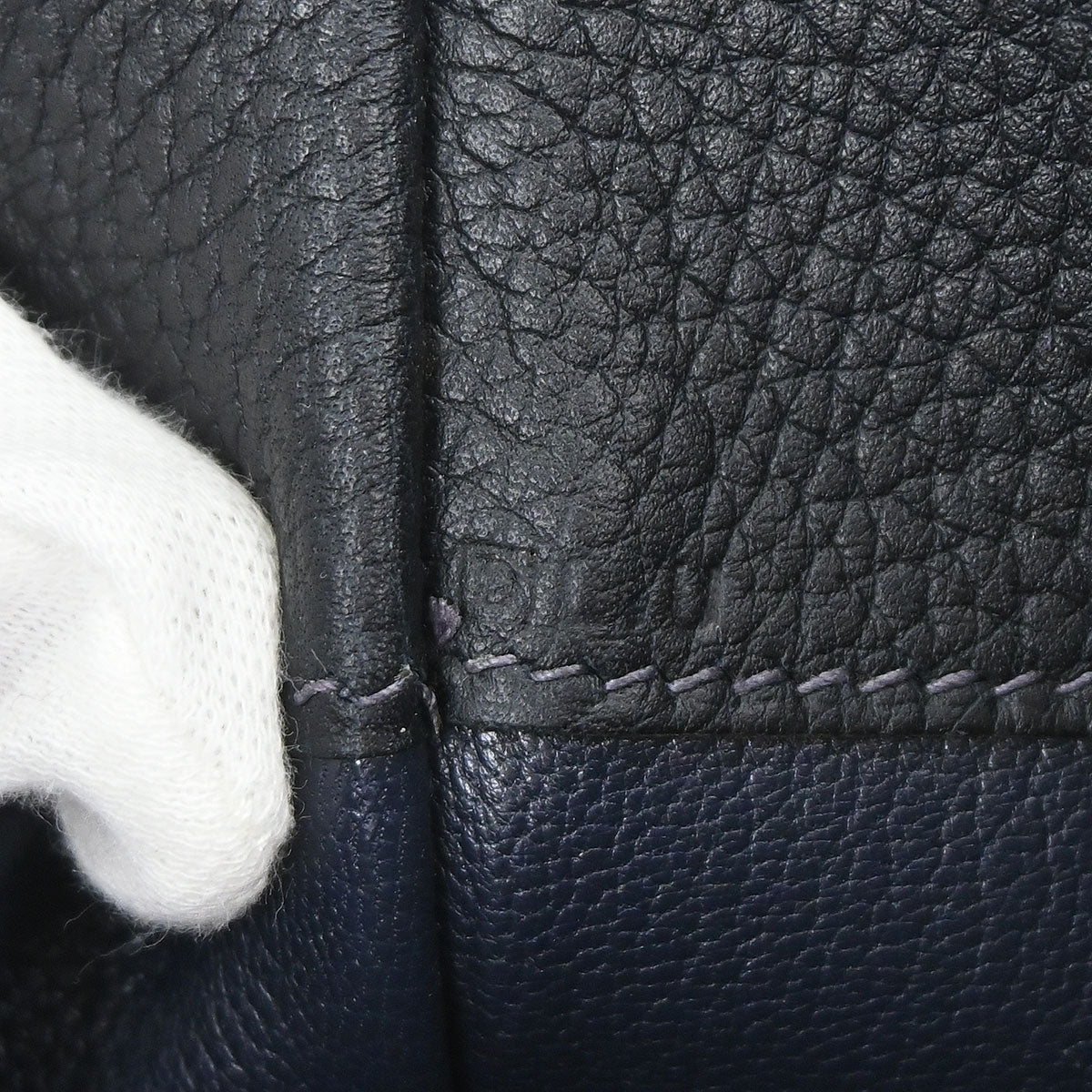 Hermes Dark Navy Fjord White Bus GM Tote Bag