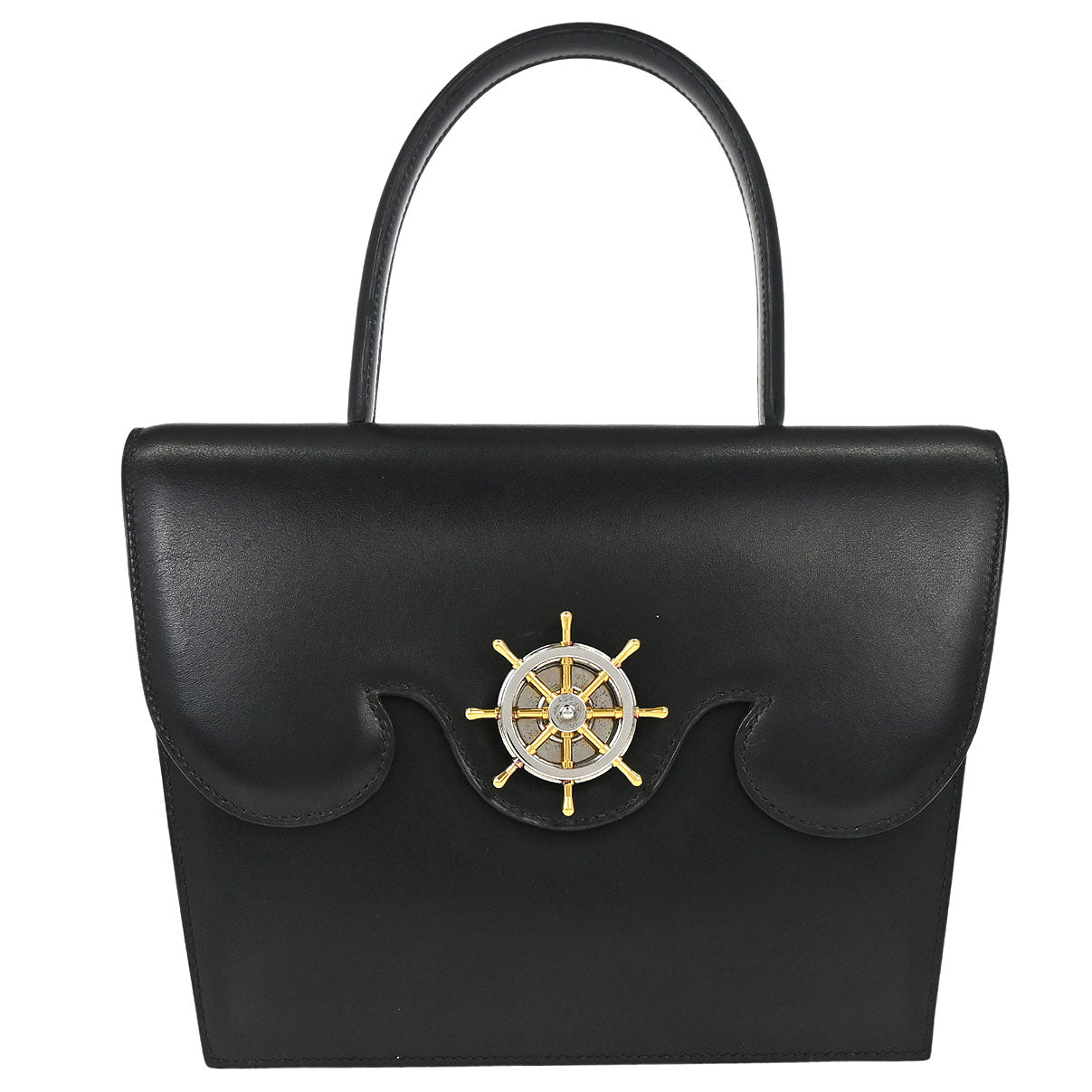 Hermes Black Box Calf Frigate Handbag