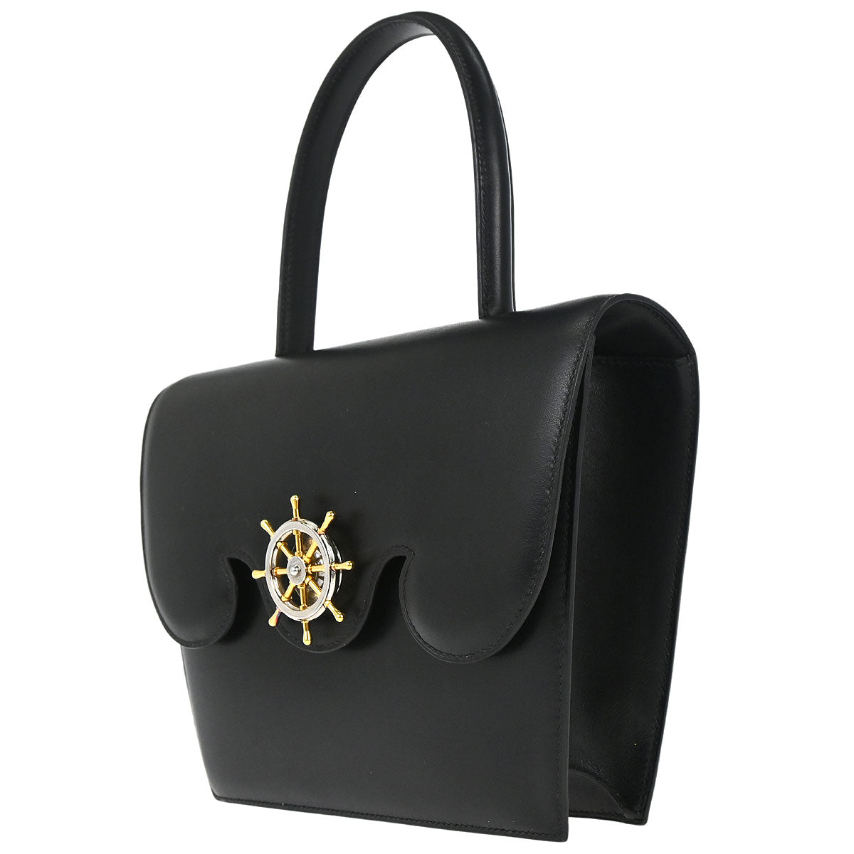 Hermes Black Box Calf Frigate Handbag