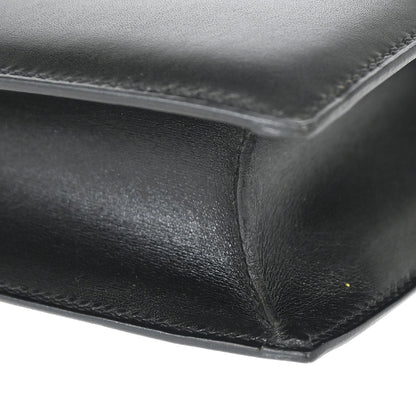 Hermes Black Box Calf Frigate Handbag