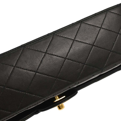 Chanel 1991-1994 Black Lambskin Medium Classic Double Flap Shoulder Bag