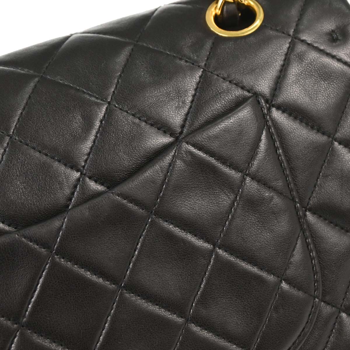 Chanel 1991-1994 Black Lambskin Medium Classic Double Flap Shoulder Bag