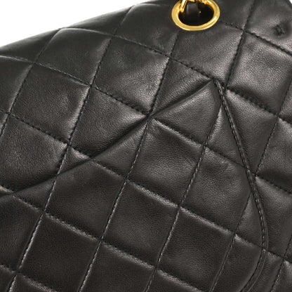 Chanel 1991-1994 Black Lambskin Medium Classic Double Flap Shoulder Bag