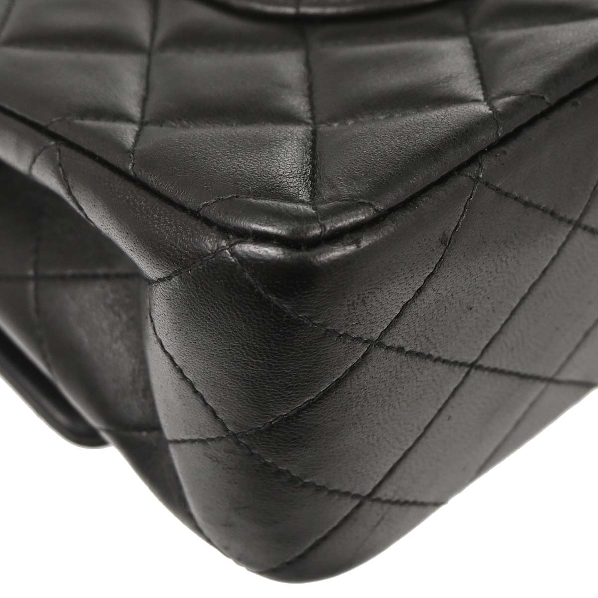Chanel 1991-1994 Black Lambskin Medium Classic Double Flap Shoulder Bag