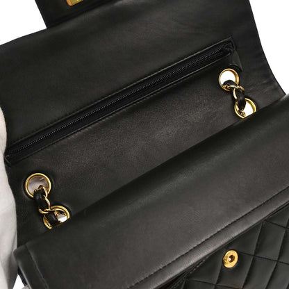 Chanel 1991-1994 Black Lambskin Medium Classic Double Flap Shoulder Bag