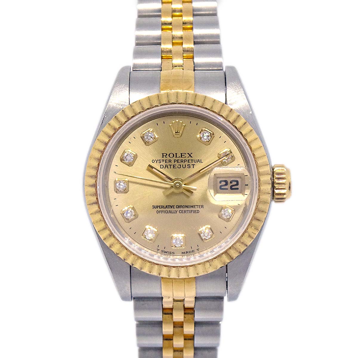 Rolex Oyster Perpetual Datejust 26mm Ref.69173 Watch SS 18KYG Diamond