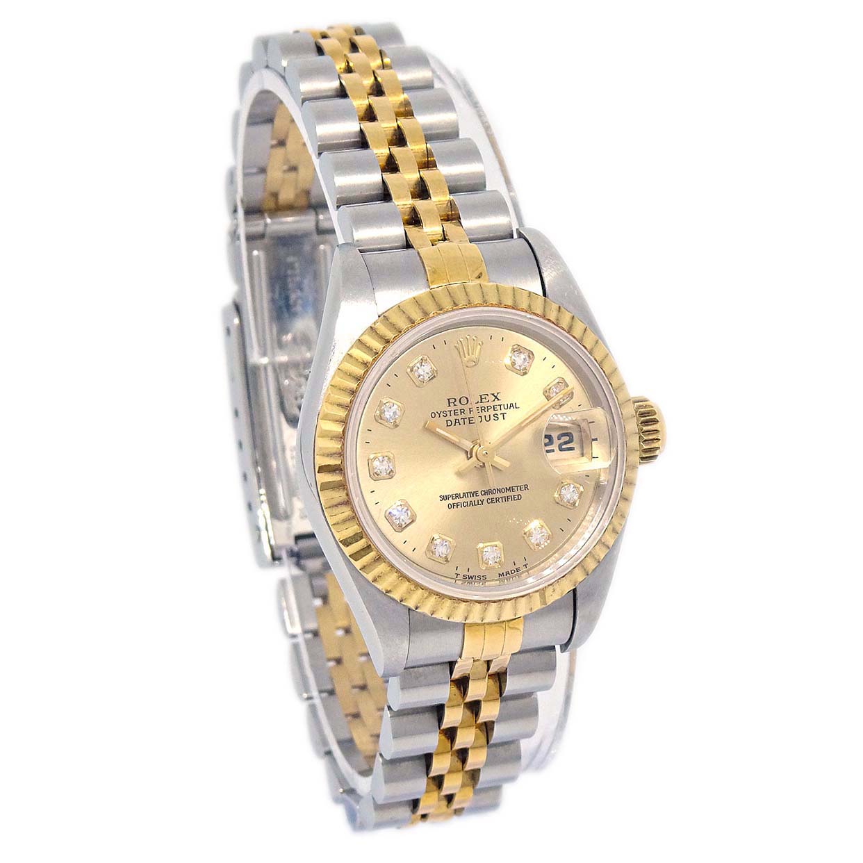 Rolex Oyster Perpetual Datejust 26mm Ref.69173 Watch SS 18KYG Diamond