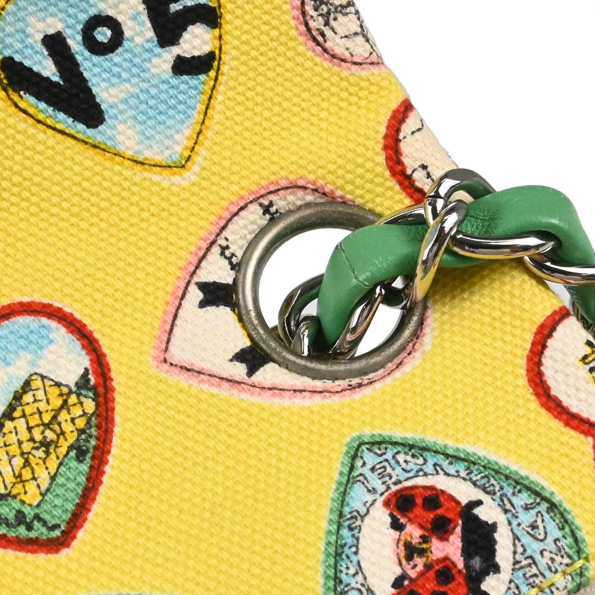 Chanel 2005-2006 Yellow Canvas Valentine Mini Classic Square Flap Shoulder Bag