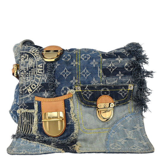 Louis Vuitton Monogram Denim Patchwork Postie 2way Shoulder Handbag M95374