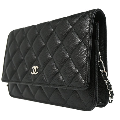 Chanel 2019 Black Caviar Skin Classic WOC Wallet on Chain Bag