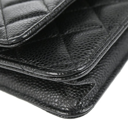 Chanel 2019 Black Caviar Skin Classic WOC Wallet on Chain Bag