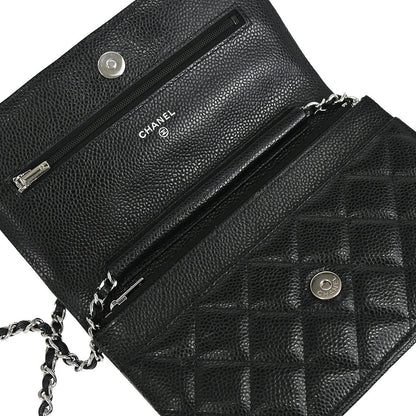 Chanel 2019 Black Caviar Skin Classic WOC Wallet on Chain Bag