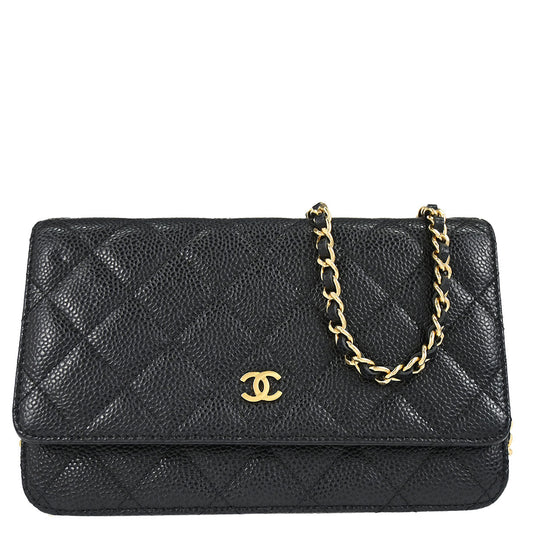 Chanel 2019 Black Caviar Skin Classic WOC Wallet on Chain Bag