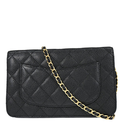 Chanel 2019 Black Caviar Skin Classic WOC Wallet on Chain Bag