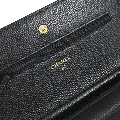 Chanel 2019 Black Caviar Skin Classic WOC Wallet on Chain Bag