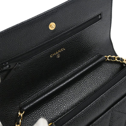 Chanel 2019 Black Caviar Skin Classic WOC Wallet on Chain Bag