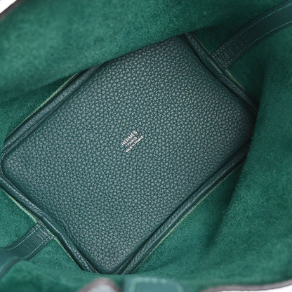 Hermes Malachite Taurillon Clemence Picotin Lock 18 PM Handbag